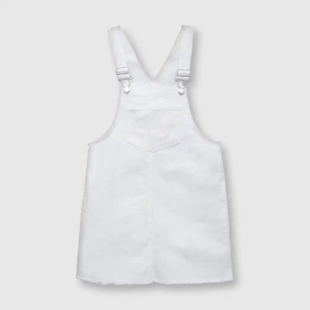 Vestido Jardinera De Niña Blanco Talla 4a