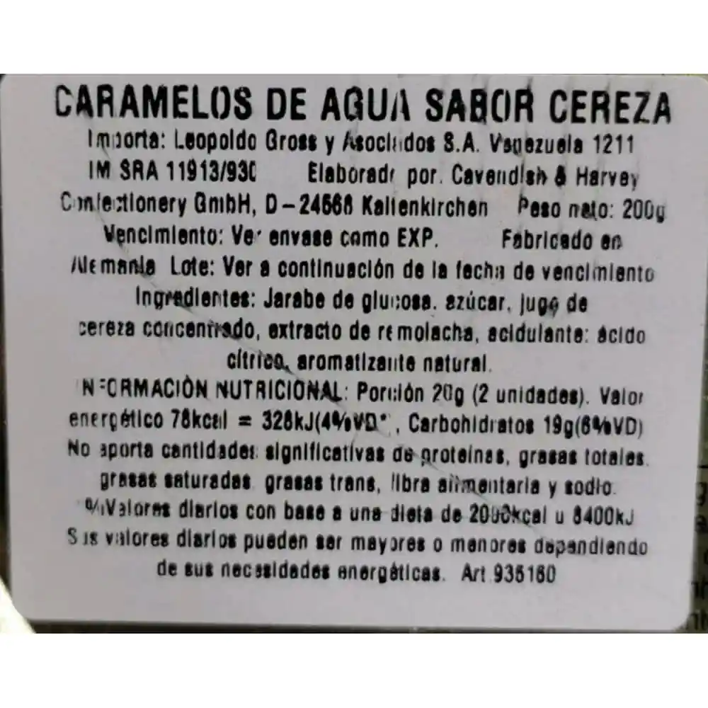 Cavendish & Harvey Caramelos de Cereza Acida