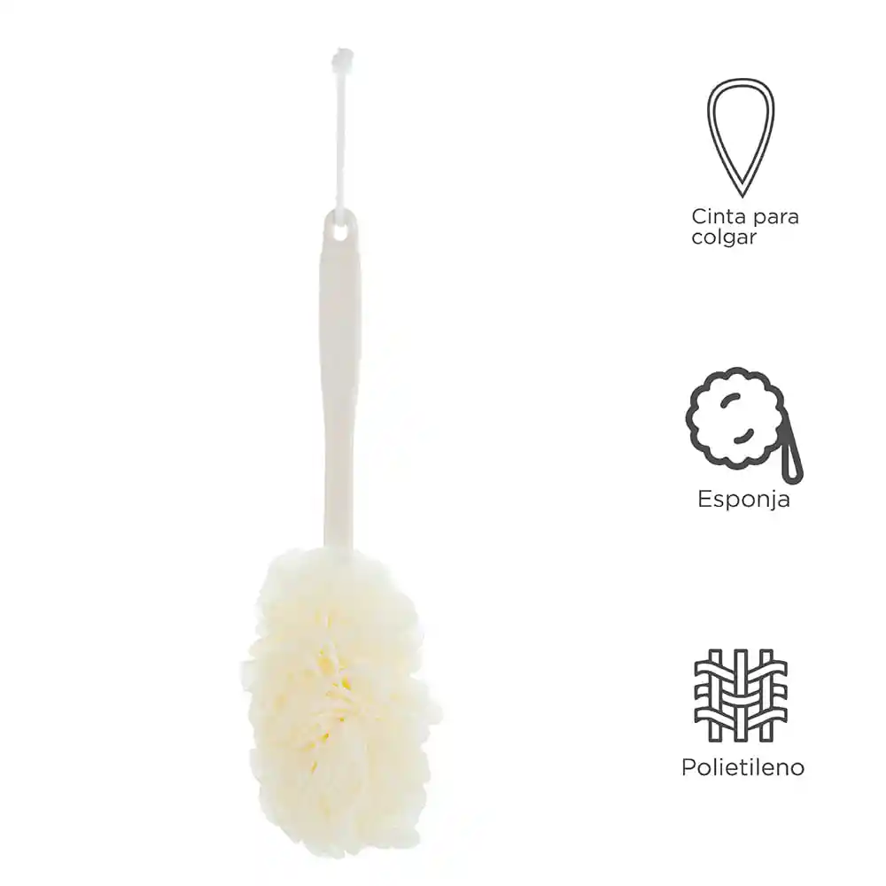 Miniso Esponja De Baño Con Mango Blanco 46*10cm