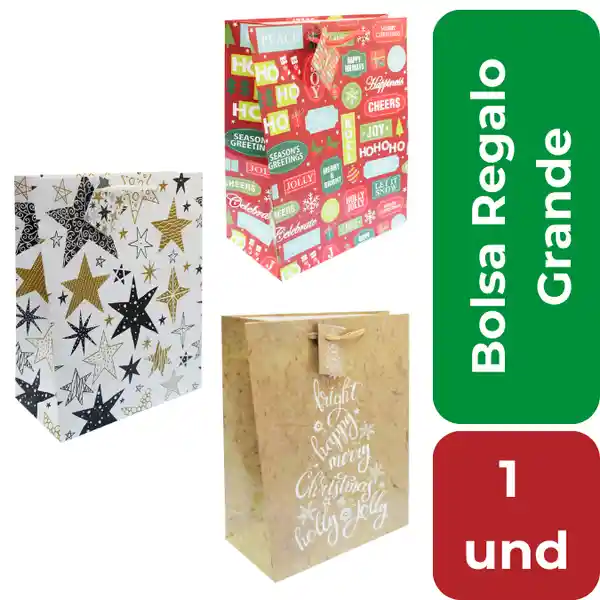 Bolsa Regalo Navidad Grande 36 x 26 x 12.7 cm