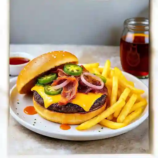 Americana Burger + Papas Fritas