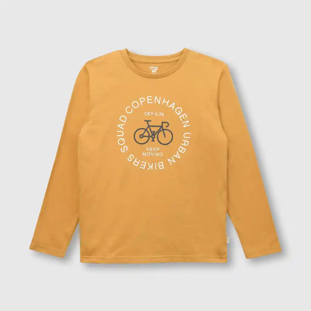 Polera Bicicleta Para Niño Amarillo Talla 2a