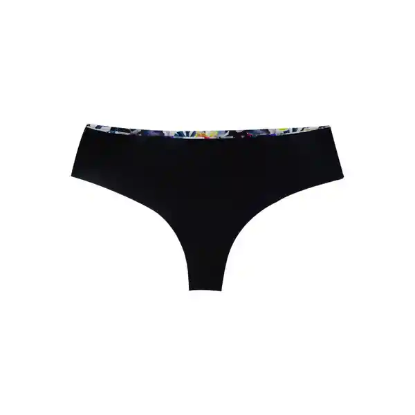 Bikini Tanga Reversible Tiro Alto Estampado Flores Negro T. M Samia