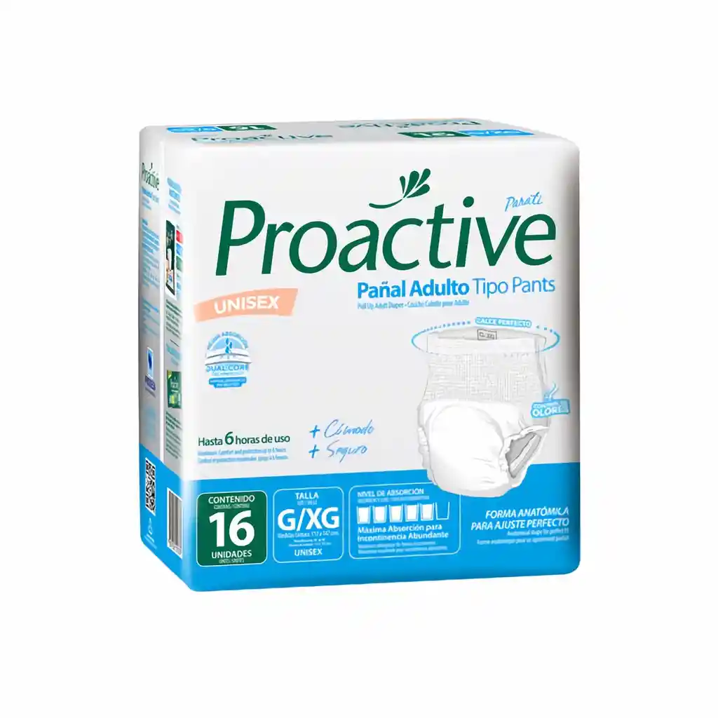 Proactive Pañal Adulto Tipo Pants G/Xg x 16 Unidades
