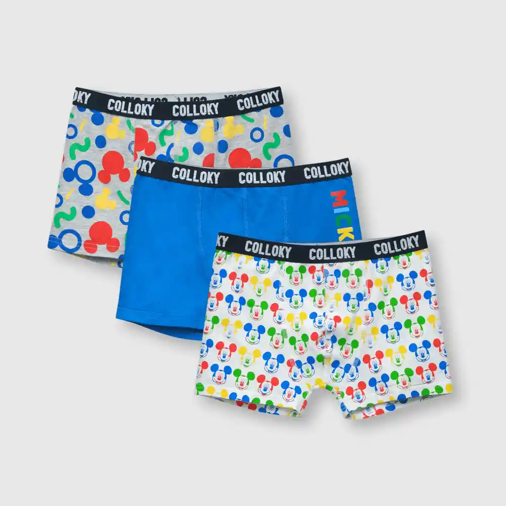 Pack Bóxer Mickey De Niño Multicolor Talla 8a