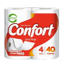 Confort Papel Higiénico Una Hoja 4 Rollos