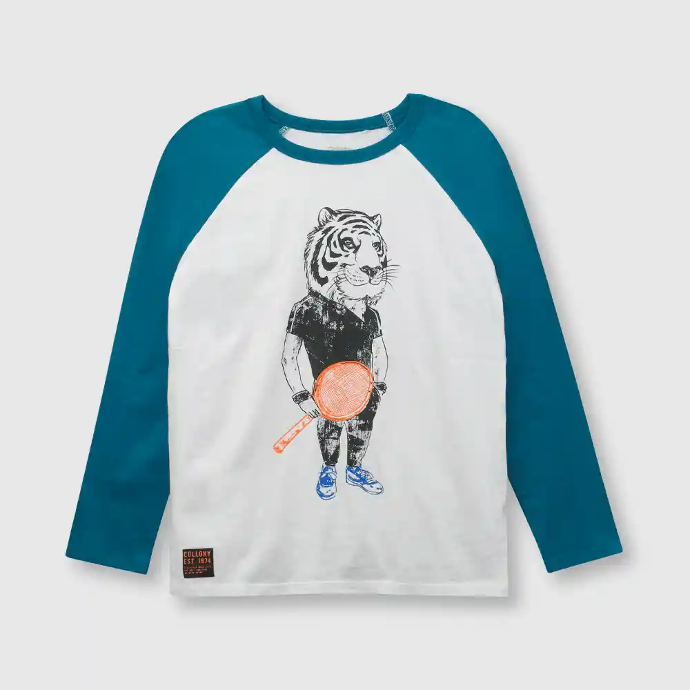 Polera Tigre De Niño Blanca Talla 8a
