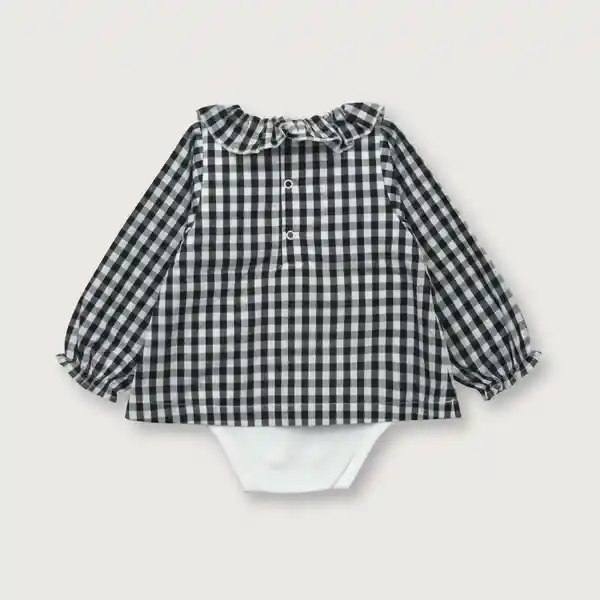 Body de Niña Blusa Cuadros Gris Talla 6 M Opaline