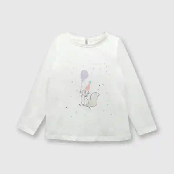 Polera Ardilla de Bebé Niña Blanco Talla 24M Colloky