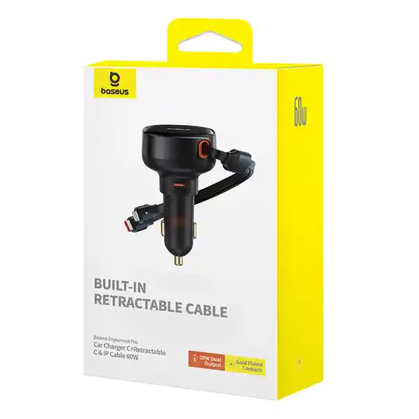 Cargador De Smartphone Para Auto Tipo C Con Cable Tipo C Y Lightning