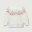 Sweater Manga Raglan Blanco Tejido Multicolor Talla 2A Opaline