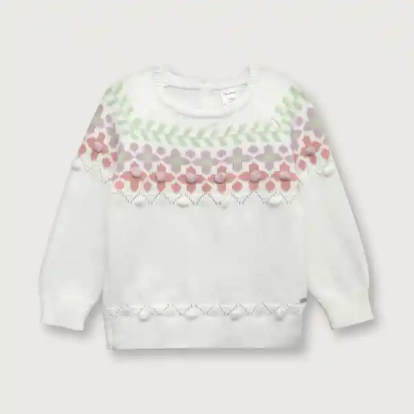 Sweater Manga Raglan Blanco Tejido Multicolor Talla 2A Opaline