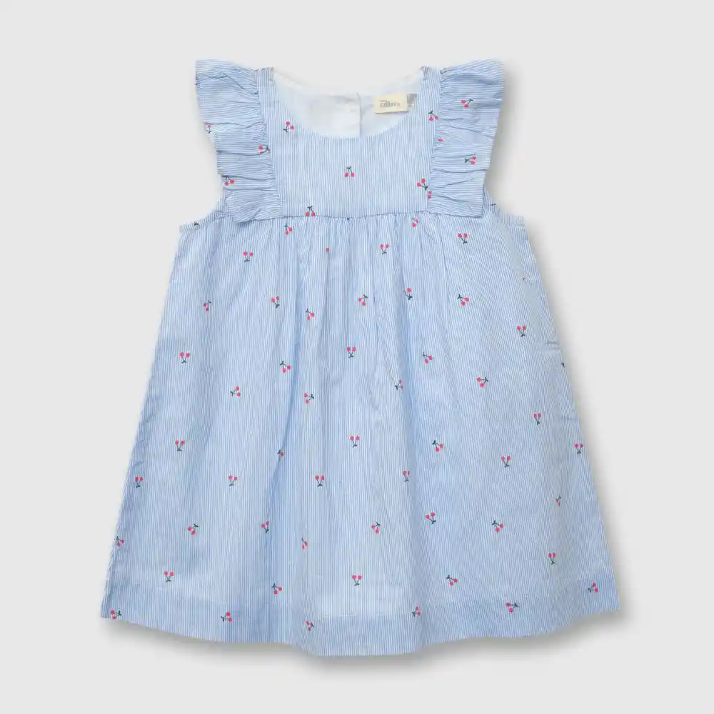 Vestido Listado De Niña Blanco Talla 18/24m