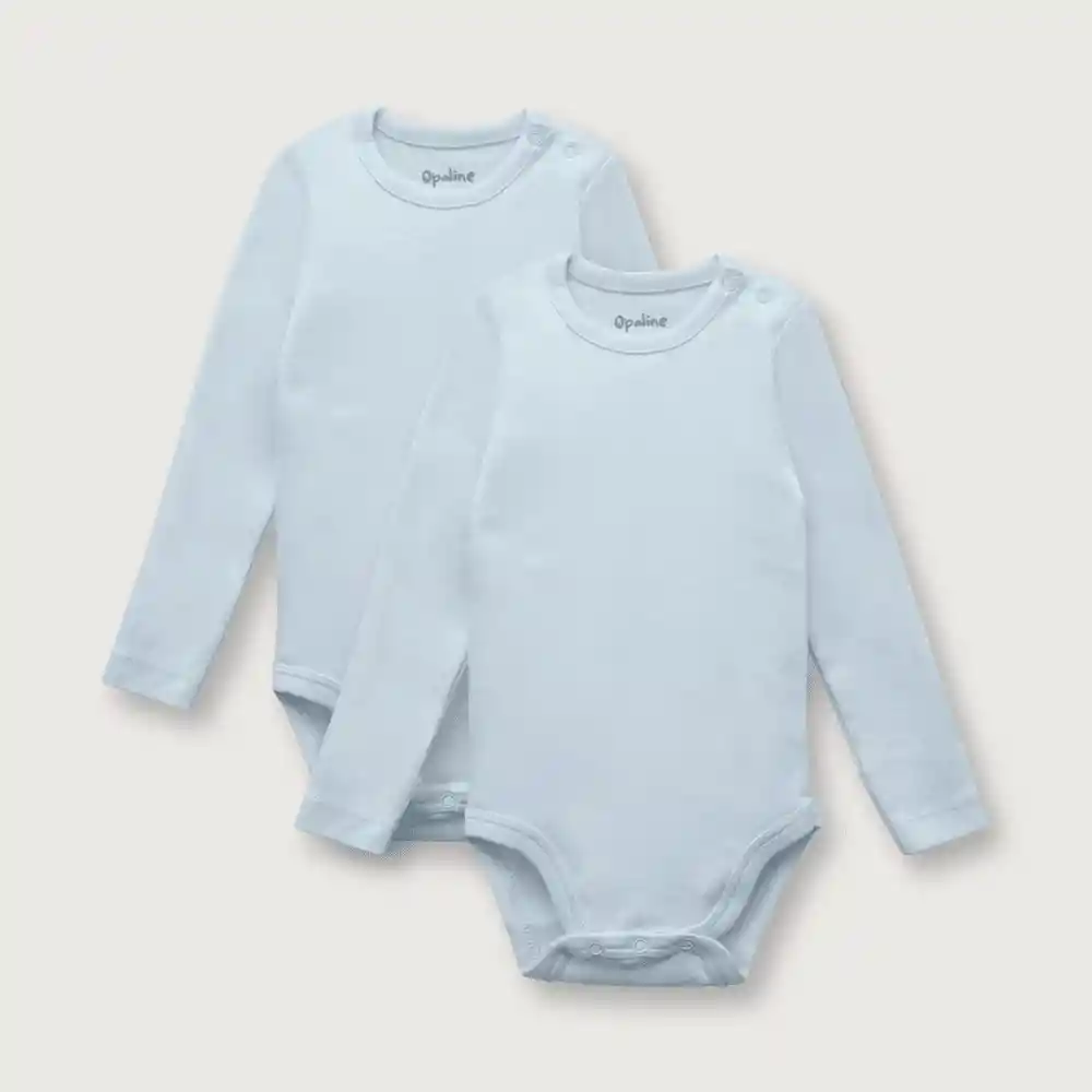 Pack Body Con Broche Hombro Bebé Niño Celeste Talla 2a