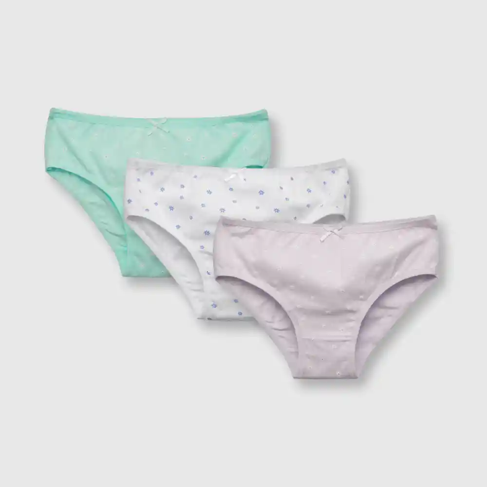 Pack Calzón Estampado Niña Lila Talla 8a