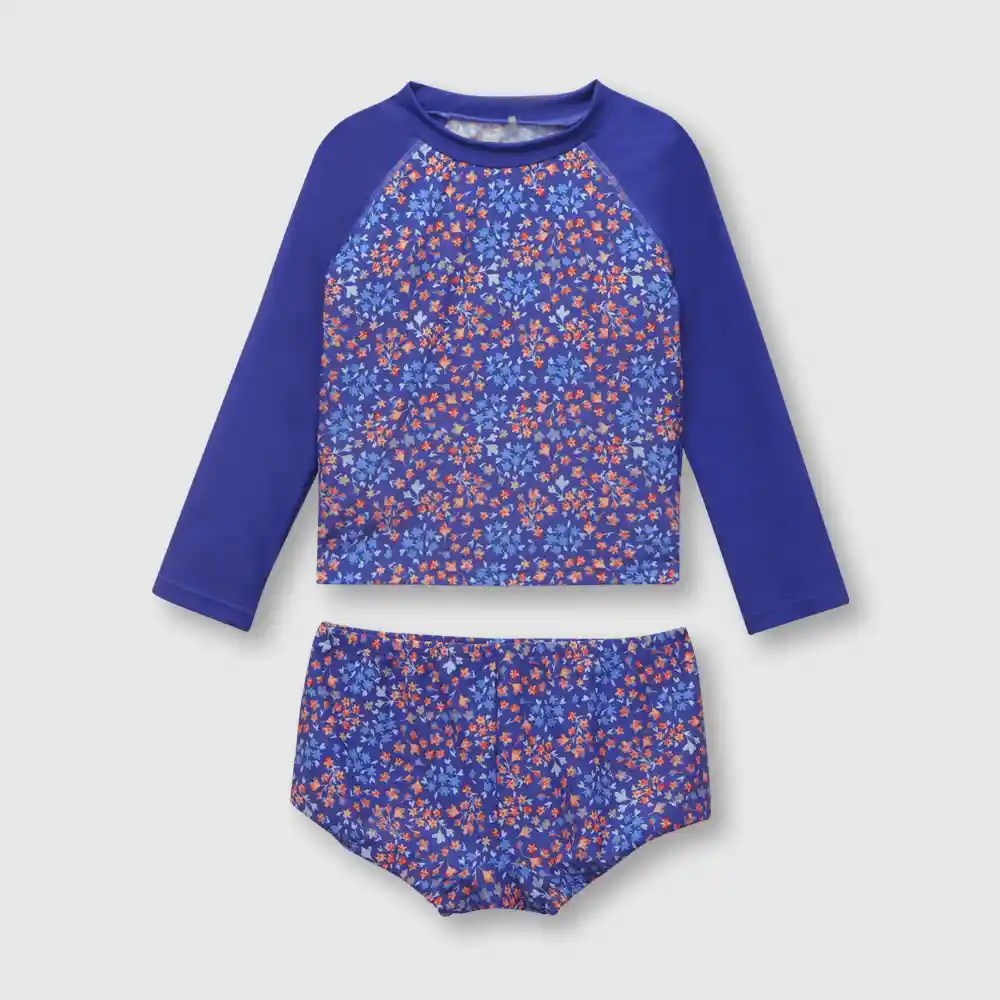 Tankini Romántico Con Filtro Uv Niña Azul Talla 3/6m