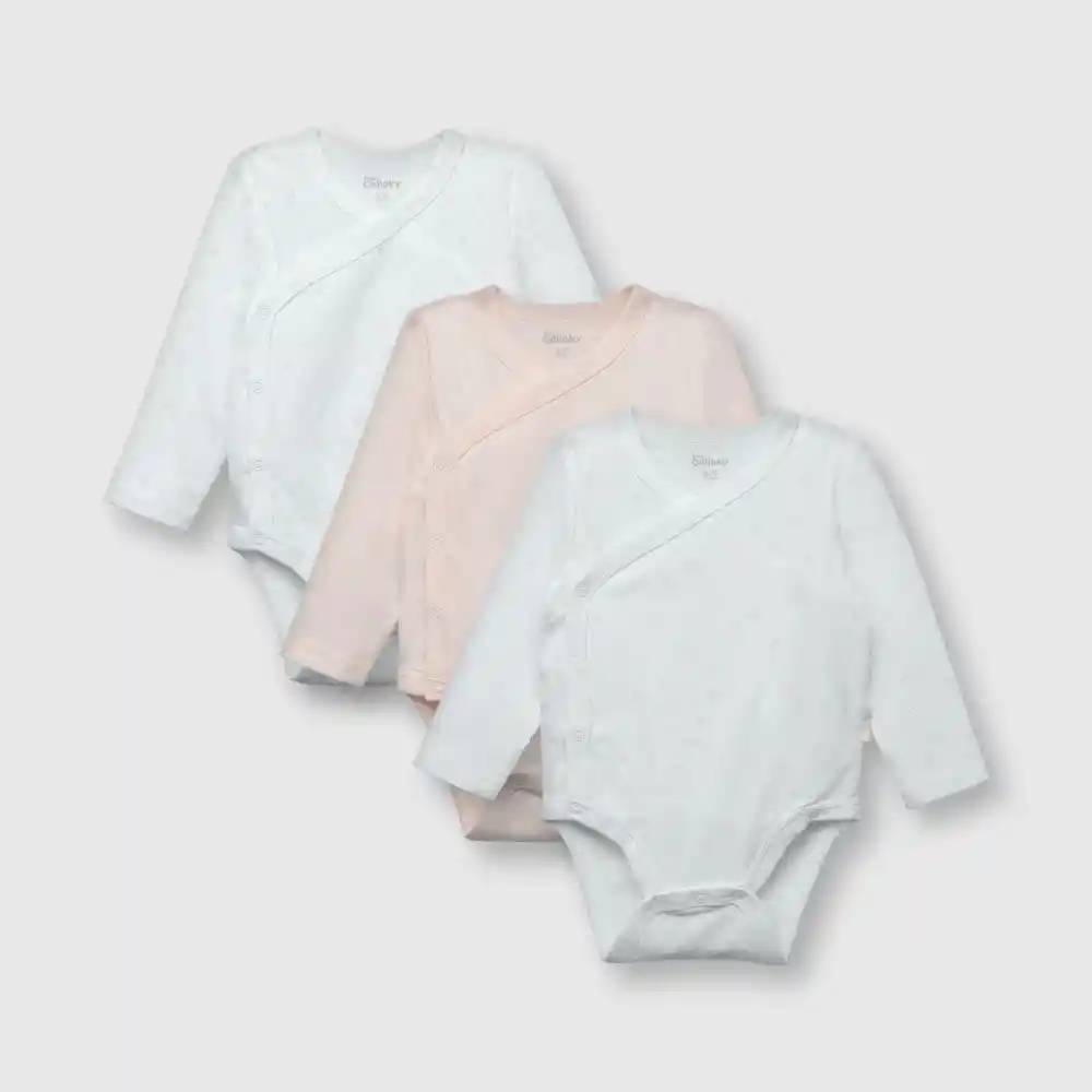 Pack Body Algodón De Bebé Niña Rosado Talla 6/9m