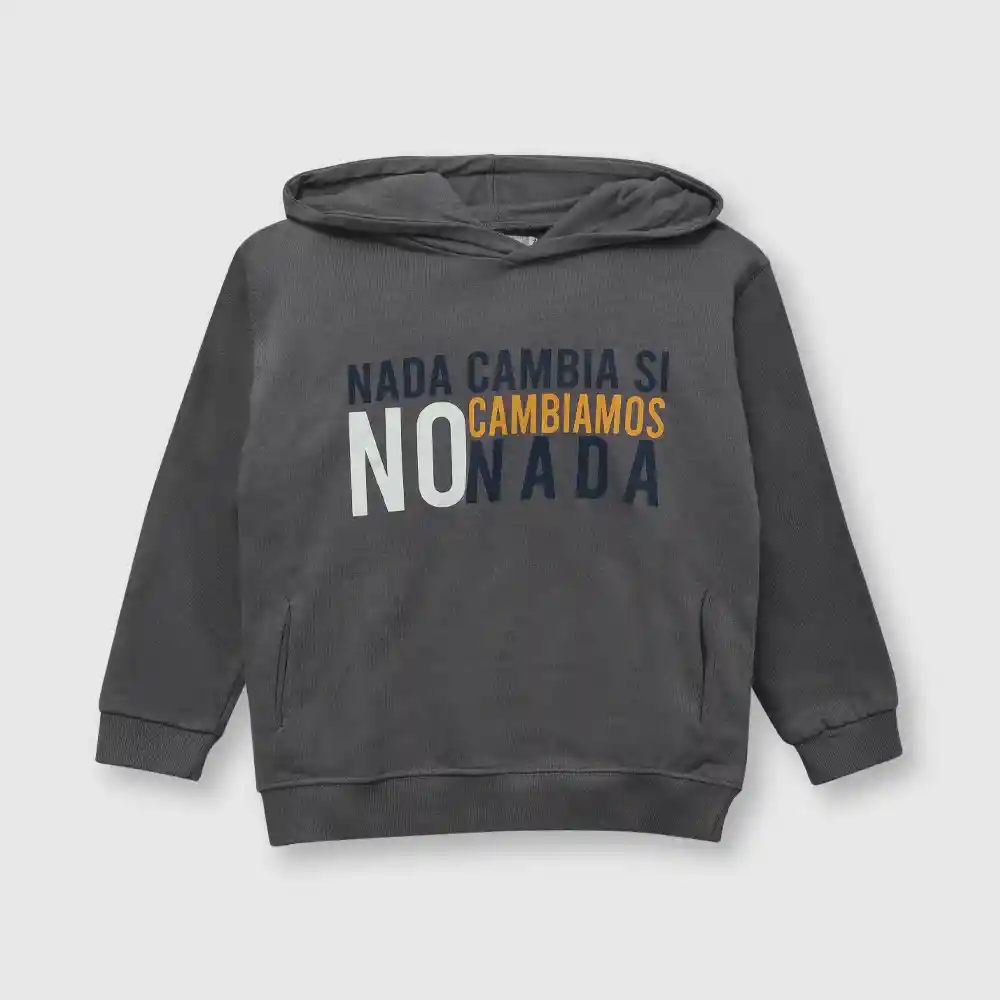 Polerón Reciclado De Bebé Niño Gris Talla 9/12m