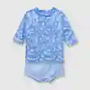 Traje Baño Con Filtro Uv Bebé Niña Azul Talla 9/12m