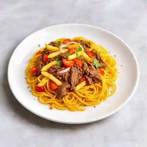 Lomo Saltado Con Tallarines En Salsa...