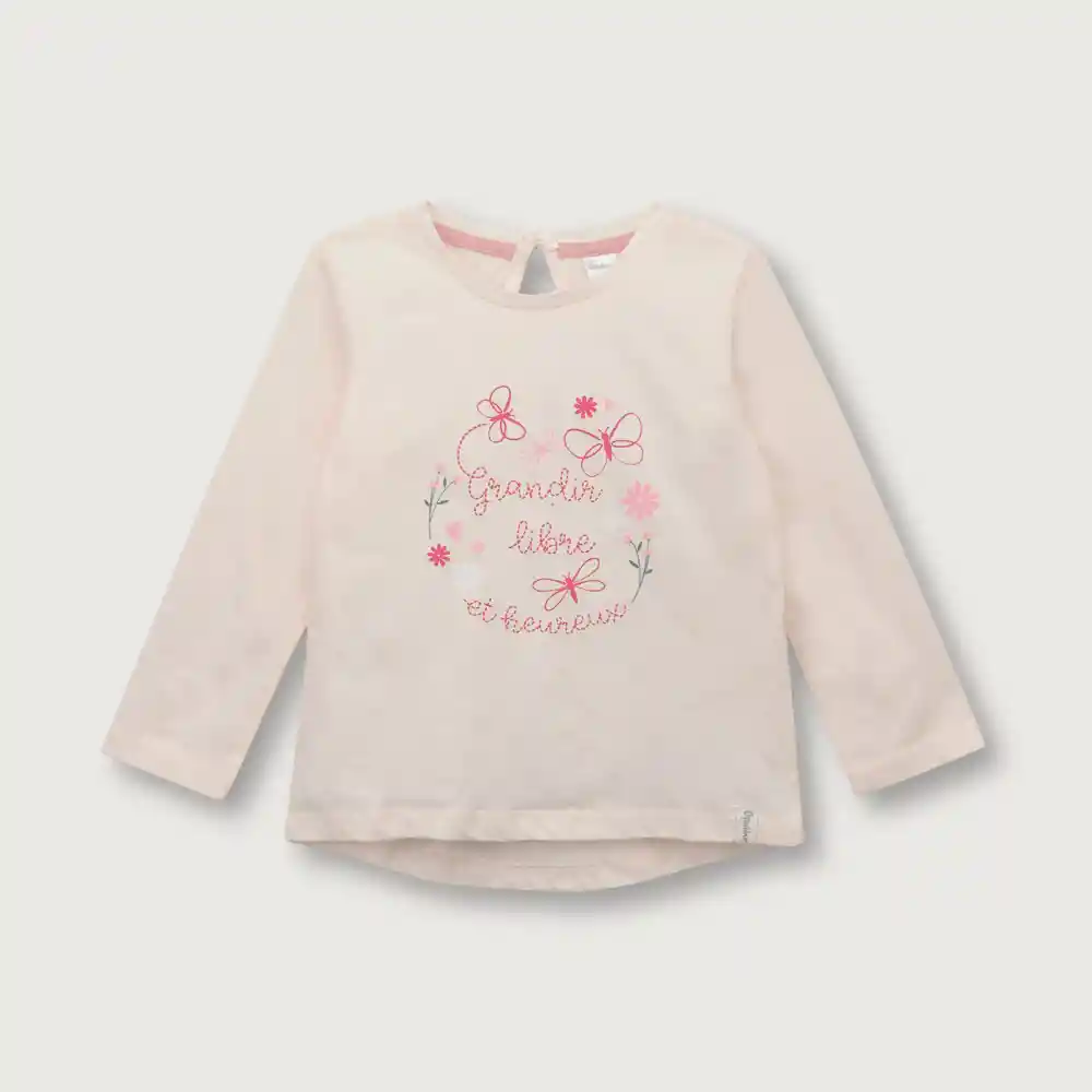 Polera Manga Larga De Niña Rosado Talla 18m