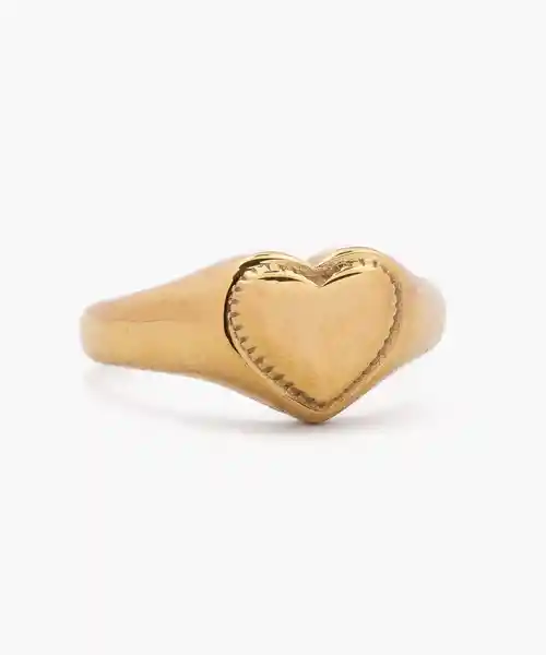 Anillo Acero Inoxidable Forma Corazón Dorado 7 Lounge