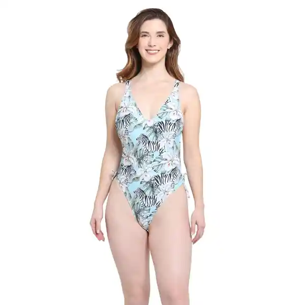 Traje de Baño Rebajado Estampado Verde Talla M Samia