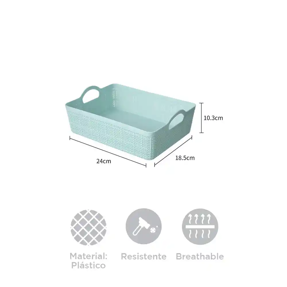 Miniso Cesto Para Almacenamiento Con Mango Trenzado Plástico