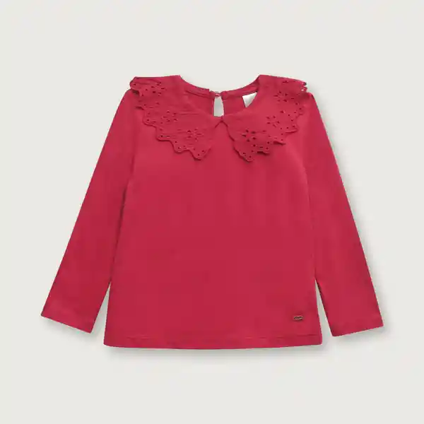 Polera de Niña Manga Larga Cuello Broderie Rojo T. 6 M Opaline