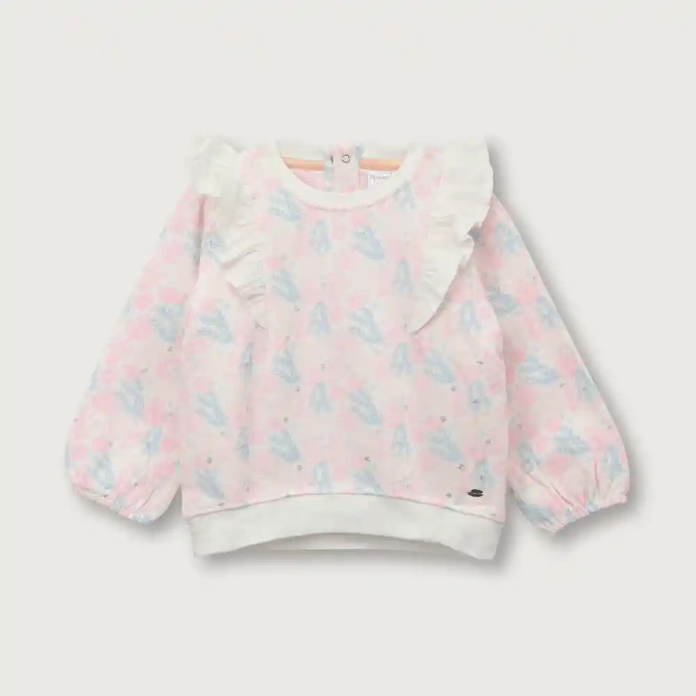 Poleron Manga Globo De Niña Blanco Talla 4a