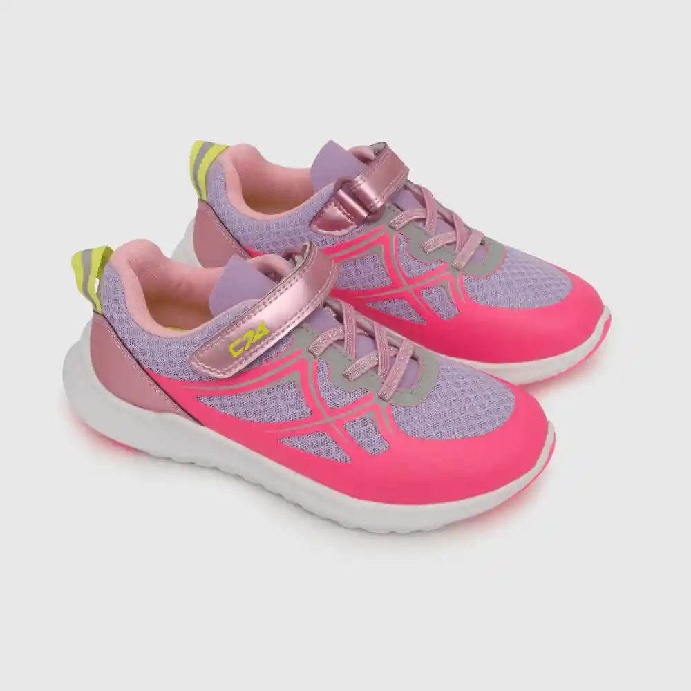 Zapatillas Deportiva Velcro Elástico Niña Morado T. 31