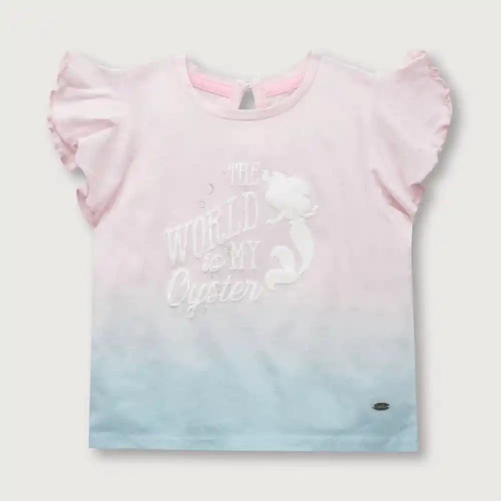 Polera Manga Alita La Sirenita Niña Celeste Talla 4a