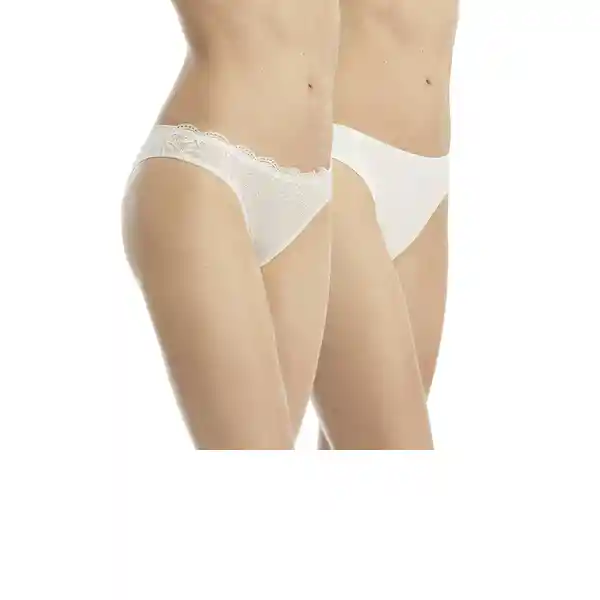 Tanga Blonda Color Blanco Talla L Flores