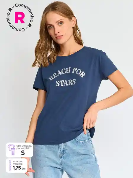 Index Polera Manga Corta Party h b Ess Azul S S25