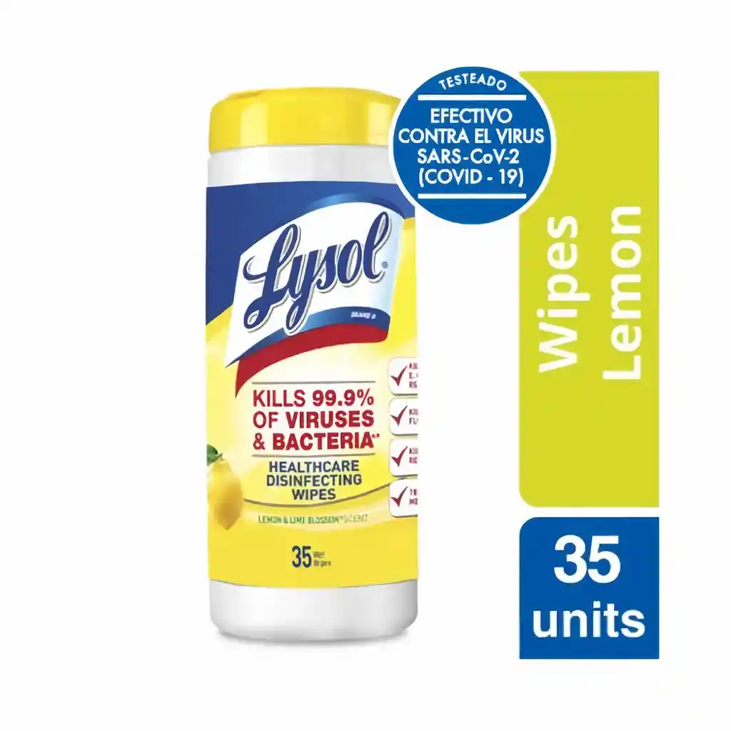 Lysol Toallitas Desinfectantes Lemon & Lime 35 unid.