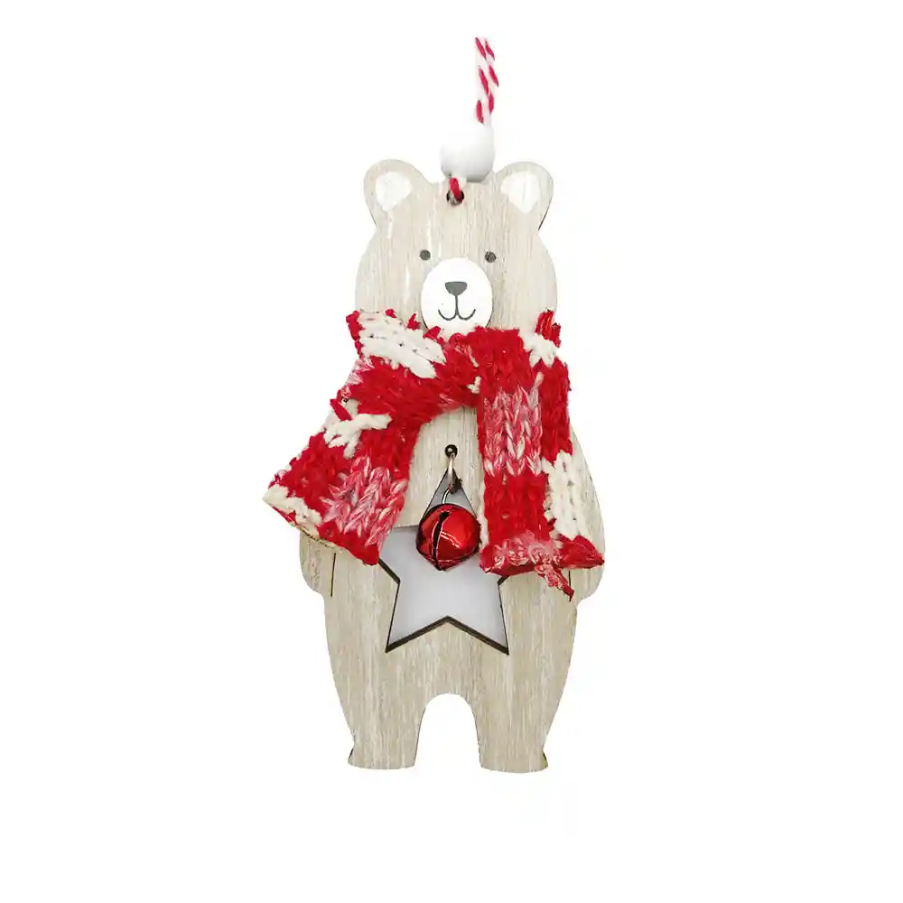Colgante Madera Oso Bufanda Folk Nav23 - Krea