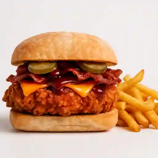 Sándwich Hot Chicken+Papas Fritas