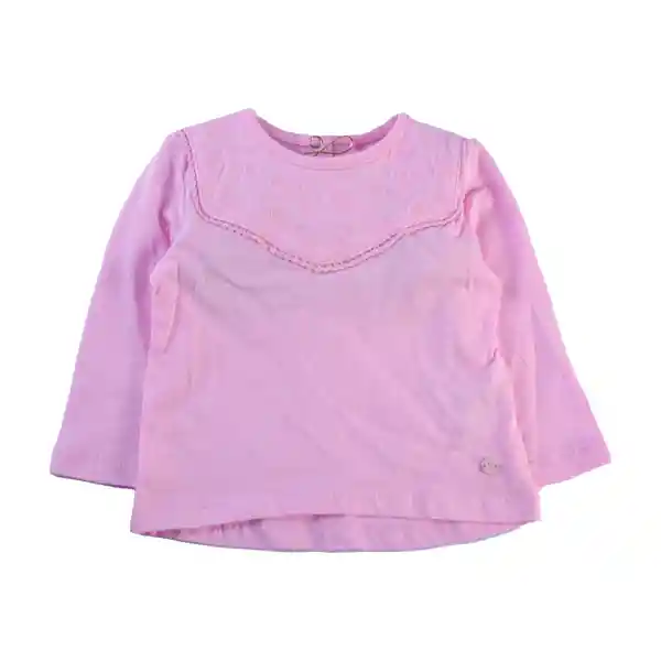 Polera Manga Larga Bebé Niña Rosado T. 6 M Pillin