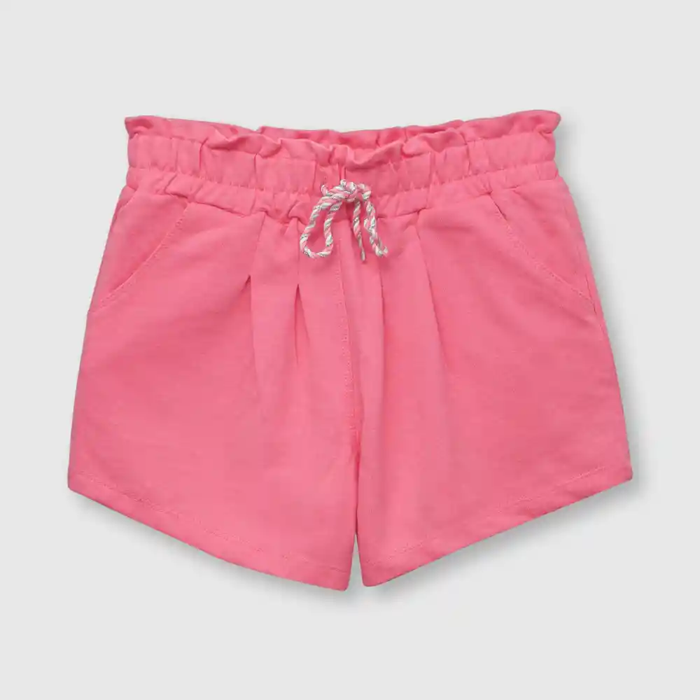 Short Recogido De Punto De Niña Rosado Talla 2a