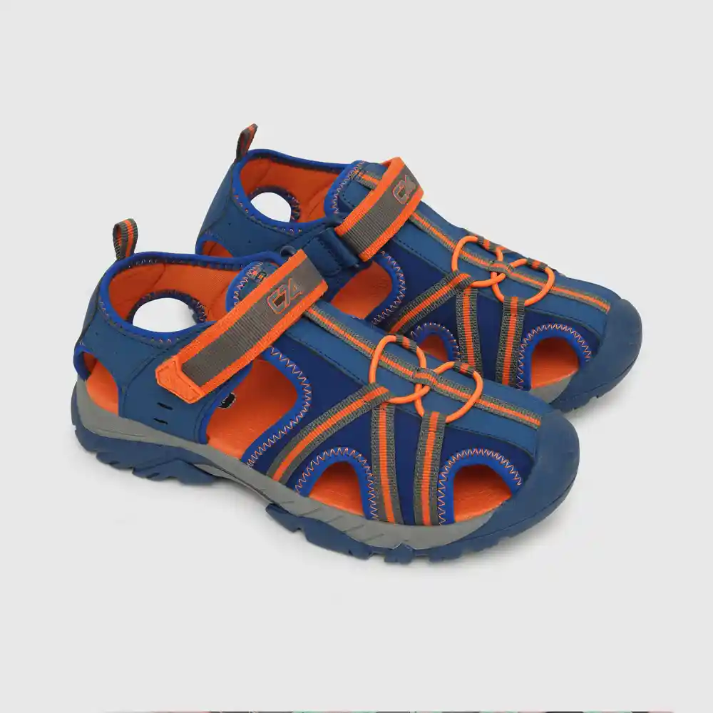 Sandalias Cintas Cruzadas Niño Azul Y Naranja Talla 29