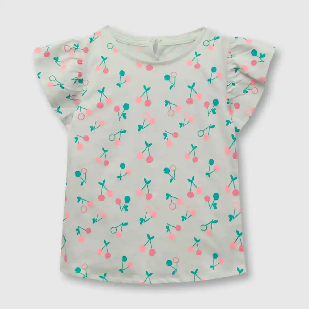 Polera Cerezas Calipso De Niña Claro Talla 6/9 Meses