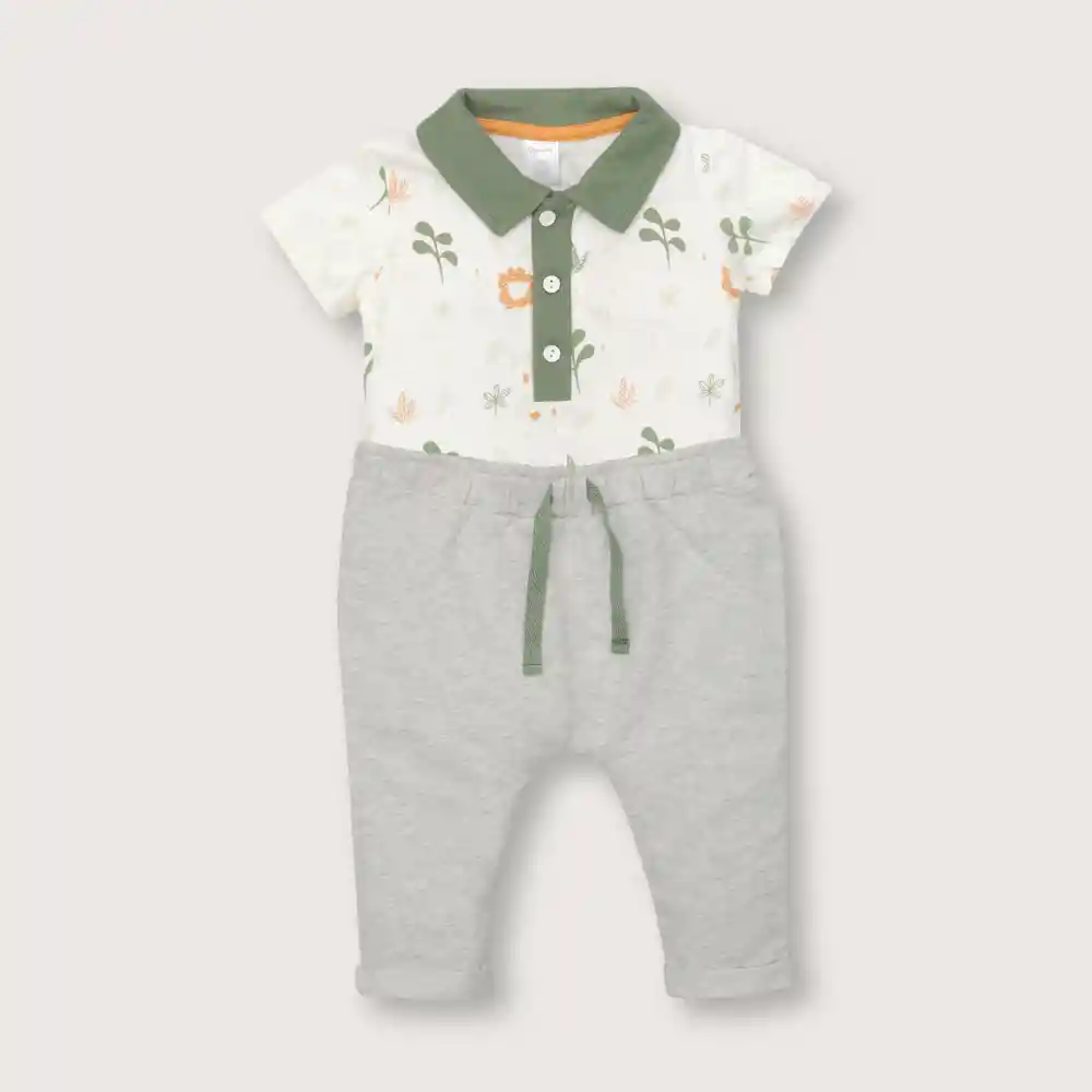 Conjunto Bebé Niño Estampado Tropical Verde Talla 6 M