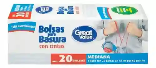 Great Value Bolsa de Basura Mediana con Cinta 