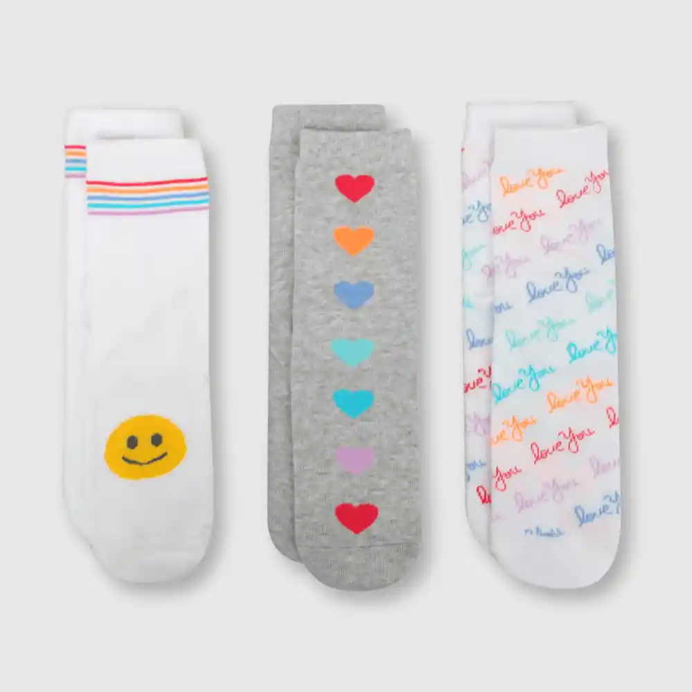 Pack Calcetines Smile De Niña Blanco Talla 30/33