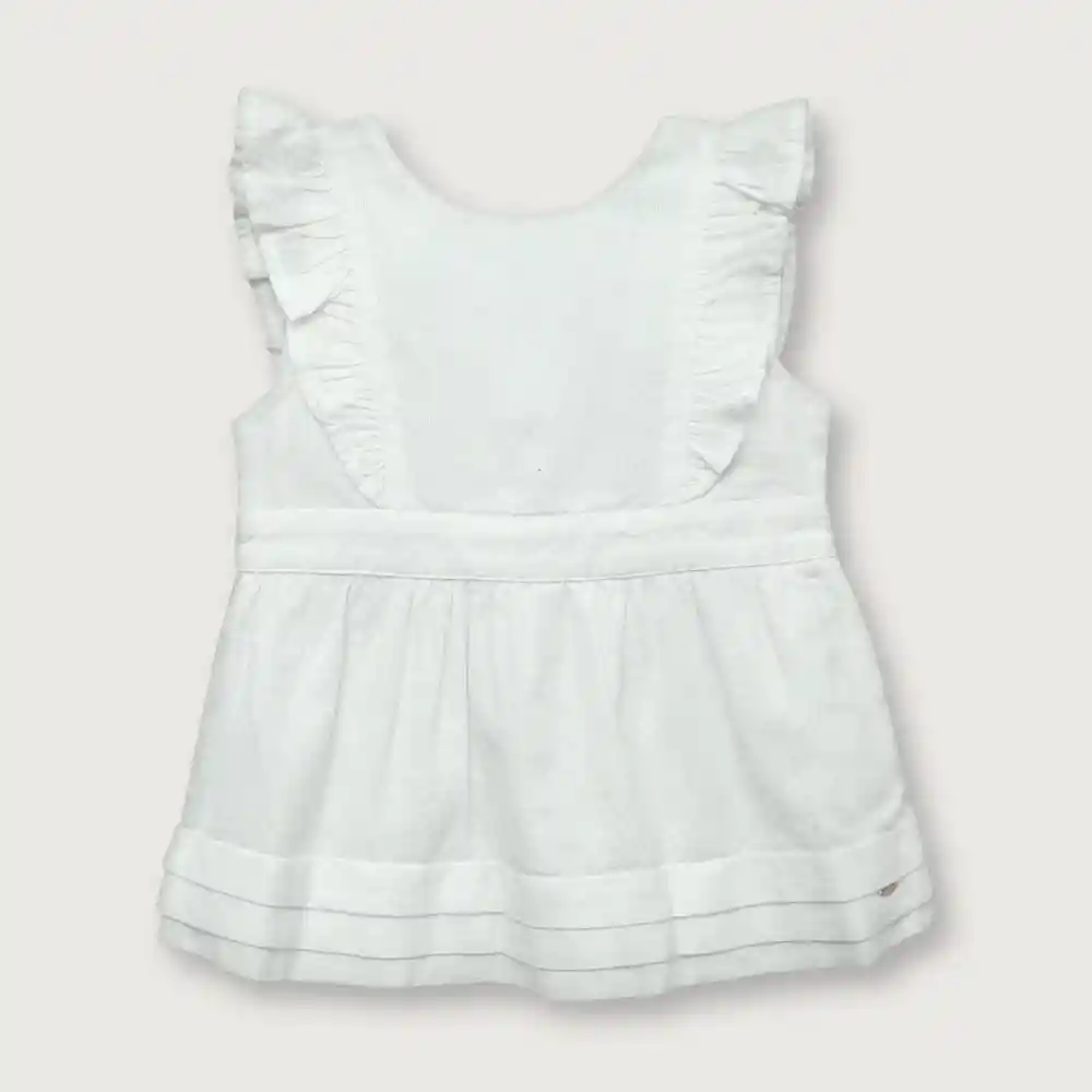 Vestido Navidad De Niña Blanco Talla 9m