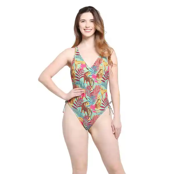 Traje de Baño Rebajado Estampado Rojo Talla XL Samia