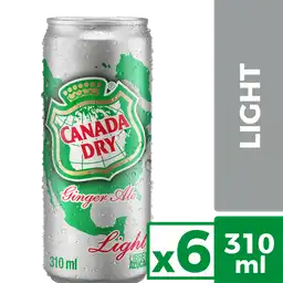 Canada Dry SixPack 2 Bebida Ginger Ale Light Lata 310