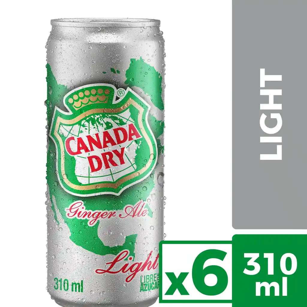 Canada Dry SixPack 2 Bebida Ginger Ale Light Lata 310
