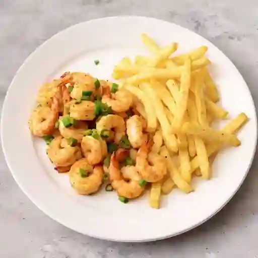 Camaron Cebollin con Papa Fritas