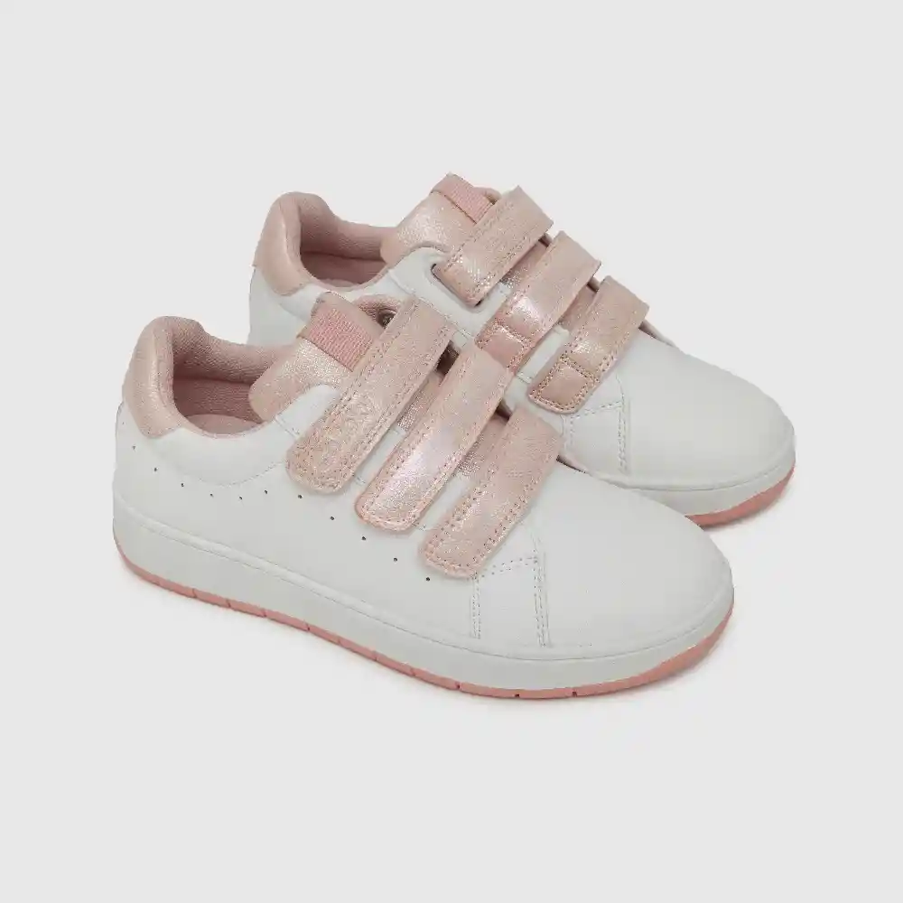 Zapatillas Urbana Dos Velcros De Niña Blanco Talla 30